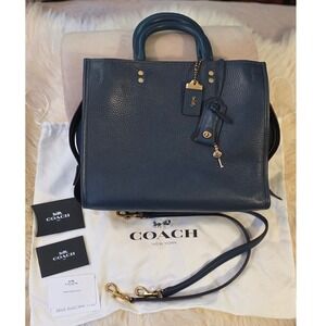 Coach 1941 Rogue 31 Dark Denim Leather Satchel w/ Bag & Tags